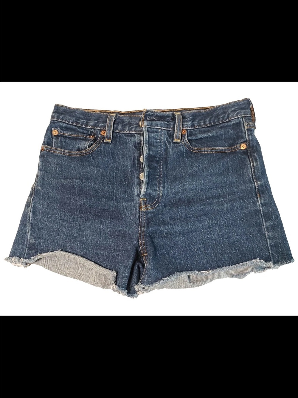 NWOT Levi's Women's Dark Blue Frayed Hem Denim Cutoff Shorts